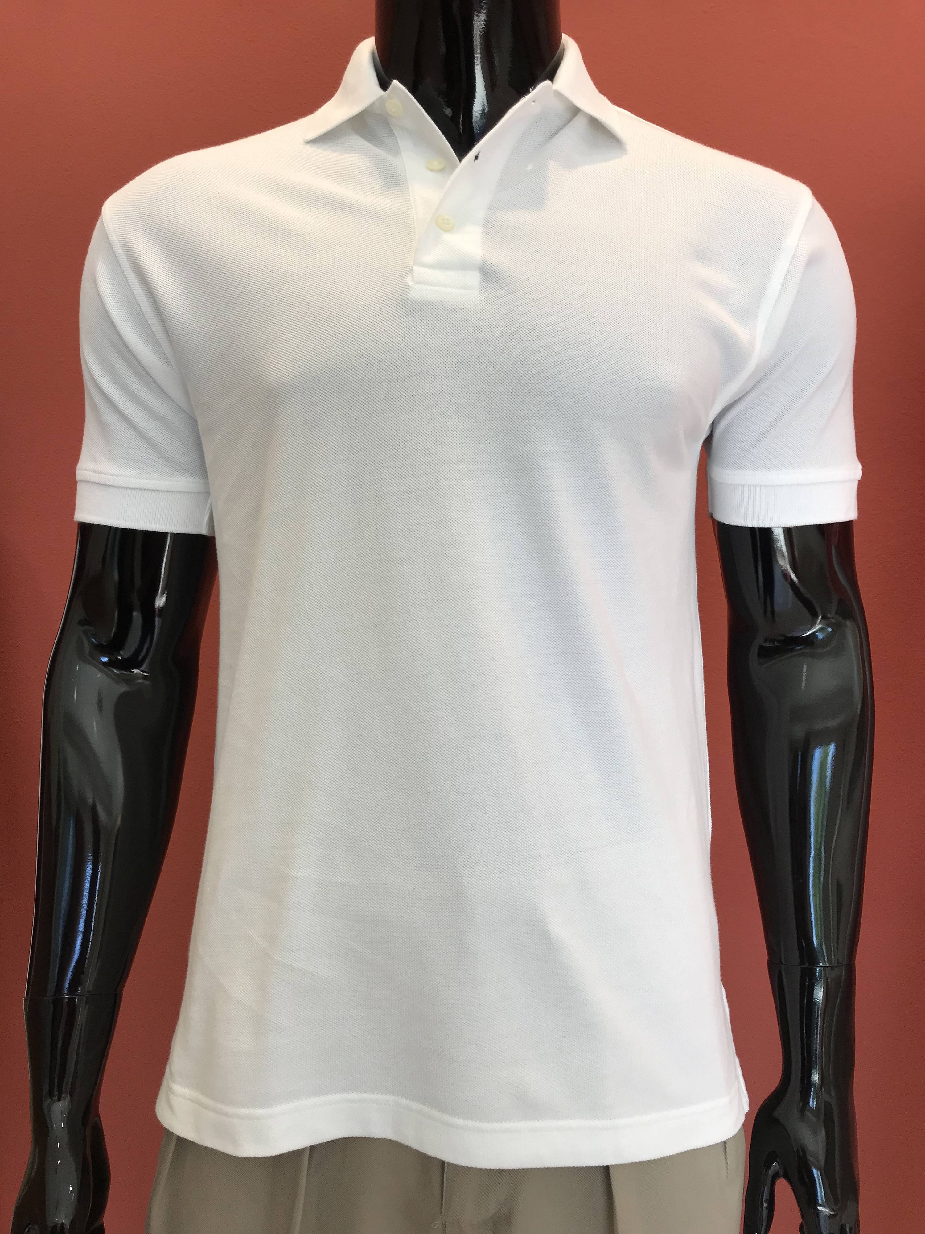 MEN'S SOLID COTTON WHITE POLO