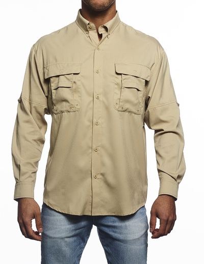 Pro-Celebrity long sleeve fishing shirt selection khaki